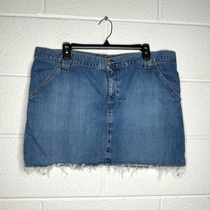Old Navy Blue Denim Mini Skirt with Frayed Hem
